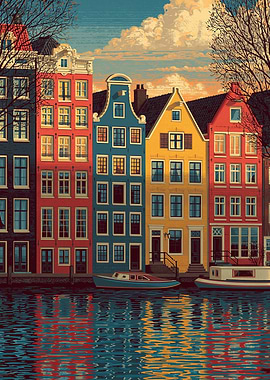Colorful Amsterdam Canal Houses