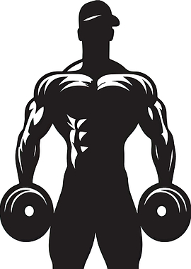 Bodybuilder with Dumbbells Silhouette