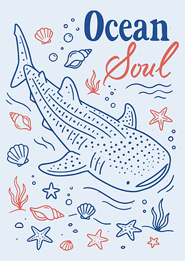 Whale Shark Ocean Soul - Underwater Marine Illustration Wall Art Poster