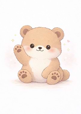 Cute Teddy Bear Waving Hello