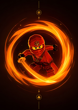 Kai the Fire Ninja in a Fire Vortex