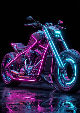 Cyberpunk Neon Motorcycle