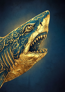 Ornate Gold and Blue Shark