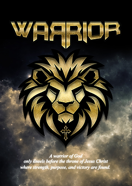 Warrior Lion Gold Cross Christian Faith Galaxy