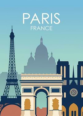 Paris Skyline with Landmarks