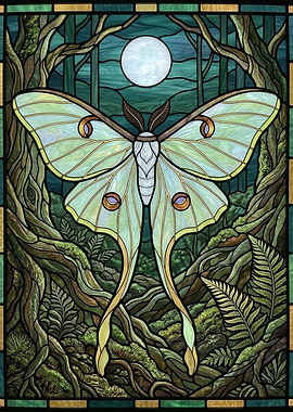 Luna Moth Stained Glass Art