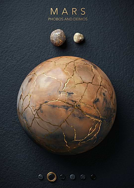 Kintsugi Mars and its Moons