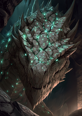 Dragon Head with Glowing Runes
