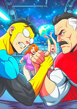 Invincible and Omni-Man Arm Wrestling