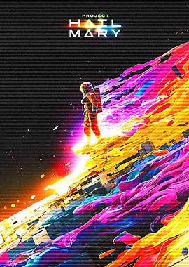 Astronaut on a colorful cosmic wave
