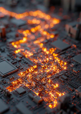 Glowing Circuit Board