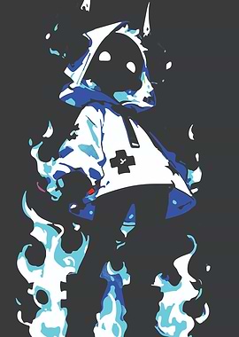 Anime Character with Blue Flames