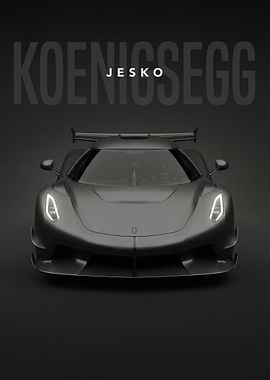 sleek black koenigsegg jesko hypercar poster