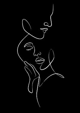 Minimalist Line Art of Two Faces