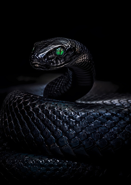Black Snake with Green Eyes