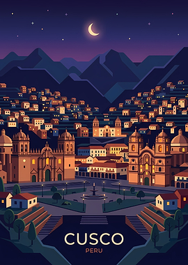 Cusco Peru Cityscape at Night