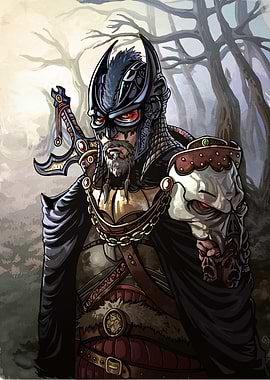 Fantasy Warrior with Skull Shoulder Pad