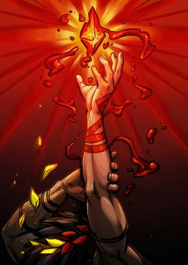 Hand Reaching for Fiery Gem