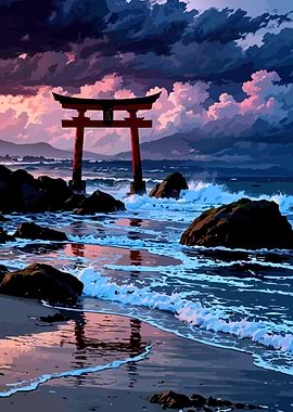 Torii Gate at Sunset Beach