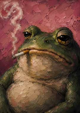 Frog Smoking a Cigarette