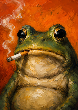 Frog Smoking a Cigarette