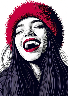 Woman in Red Hat Laughing