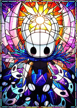 Stained Glass Hollow Knight with Sun Background