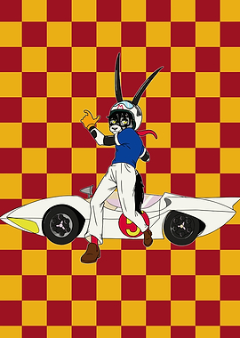 Speed Racer Rabbit Character with Mach 5