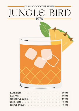 Jungle Bird Poster – Classic Cocktail Minimalist Wall Art (1978 Edition)