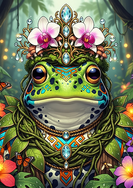 Regal Frog King in Enchanted Forest