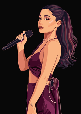 Ariana Grande Singing with Microphone