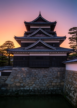 Japanese Castle at Sunset