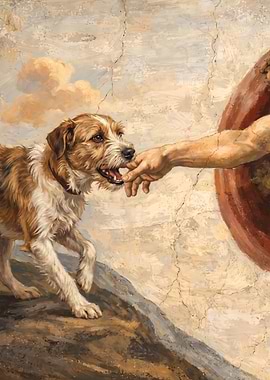 The Creation of Adam with a Dog