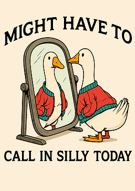 Duck in a Jacket Looking in Mirror