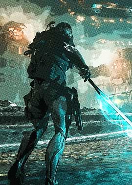 Futuristic Warrior with Energy Sword