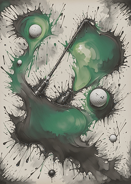 Golf Flag and Balls Abstract Art
