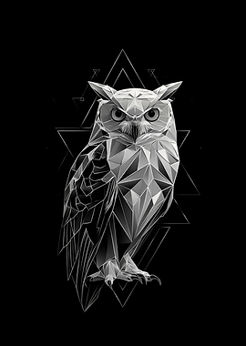 Geometric Owl on Black Background