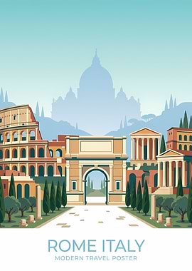 Rome Italy Travel Poster