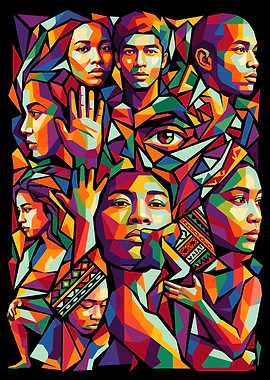 Geometric Portrait Collage of Diverse Faces