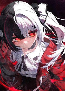 Anime Girl with Black and White Hair