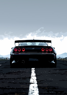 Black Sports Car Rear View