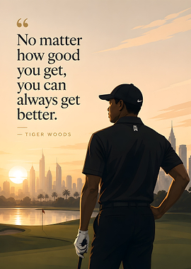 Tiger Woods inspirational quote on golf course