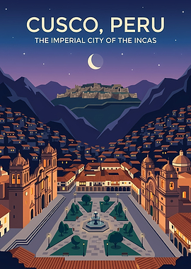 Cusco, Peru Vintage Poster