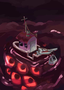 Boat on a sea of eyes