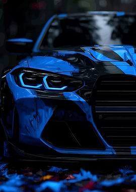Blue and Black Camouflage Sports Car