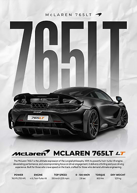 striking rear view mclaren 765lt Car Poster