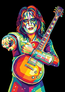 Pop Art Guitarist with Face Paint