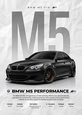 sleek Matte Black bmw m5 e60 car Poster