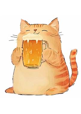 Cute Cat Drinking Beer