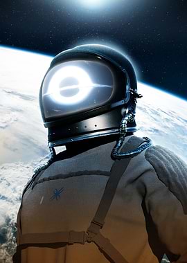 Astronaut with Black Hole Helmet
